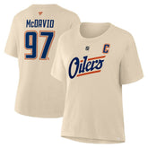 NHL Beige Connor McDavid Edmonton Oilers Fanatics Women's Alternate Name & Number T-Shirt