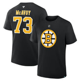 NHL Black Charlie McAvoy Boston Bruins Fanatics Authentic Stack Name & Number T-Shirt