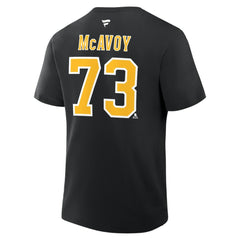 NHL Black Charlie McAvoy Boston Bruins Fanatics Authentic Stack Name & Number T-Shirt