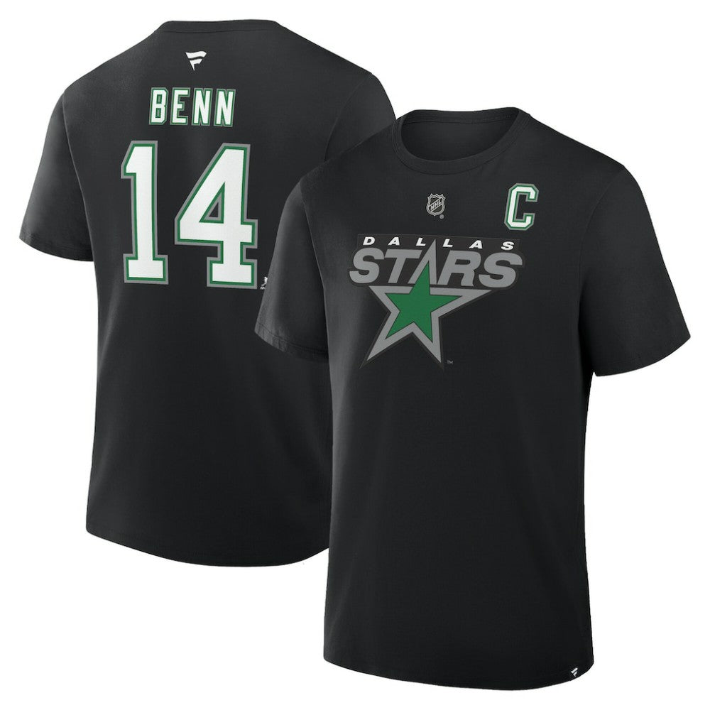 NHL Black Jamie Benn Dallas Stars Fanatics Authentic Stack Name & Number T-Shirt