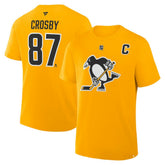 NHL Gold Sidney Crosby Pittsburgh Penguins Fanatics Authentic Stack Name & Number T-Shirt