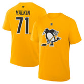 NHL Gold Evgeni Malkin Pittsburgh Penguins Fanatics Authentic Stack Name & Number T-Shirt