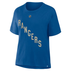 NHL Blue Mika Zibanejad New York Rangers Fanatics Women's Authentic Stack Name & Number T-Shirt