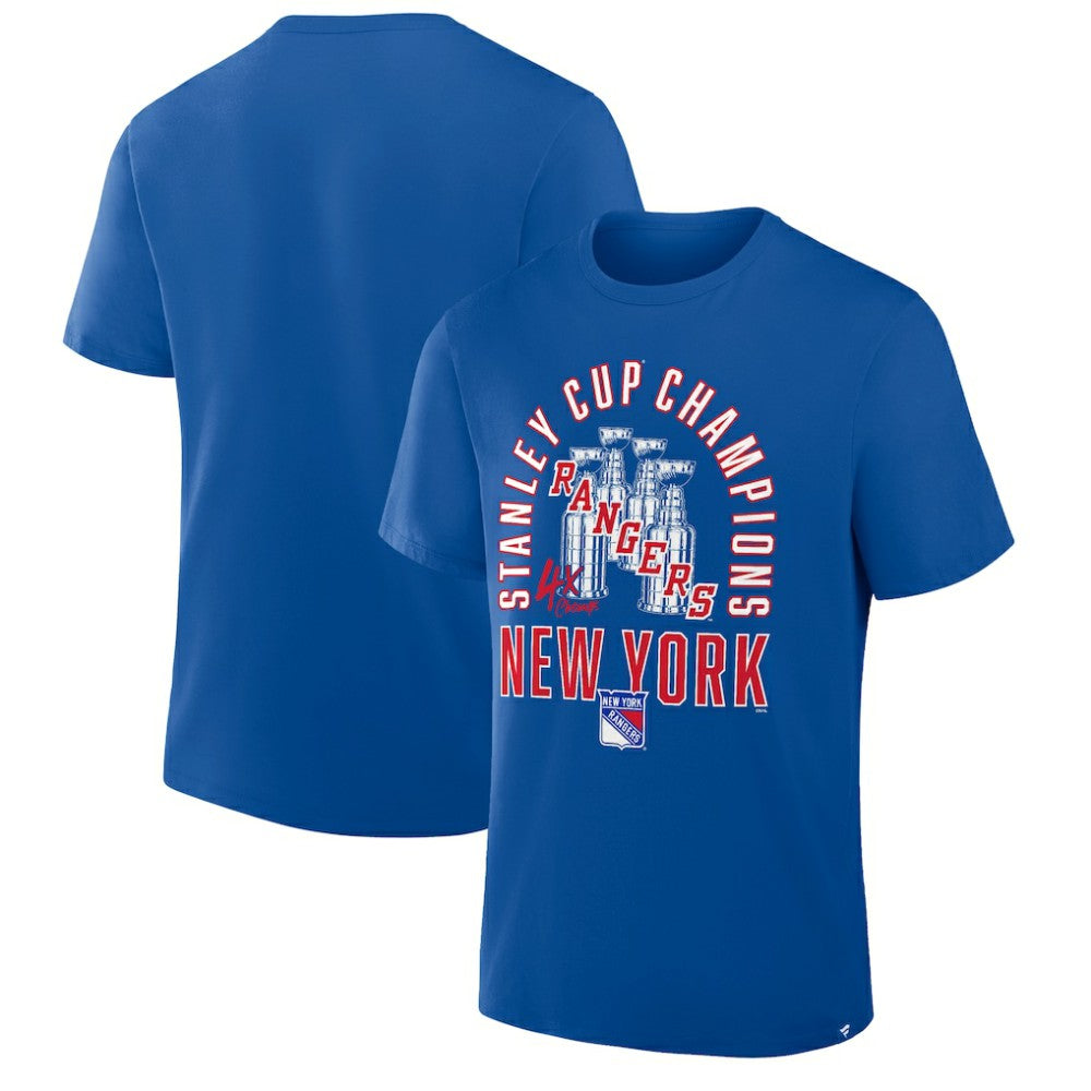 NHL Blue New York Rangers Fanatics 4x Stanley Cup Champions T-Shirt