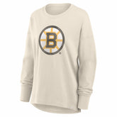 NHL Cream Boston Bruins Fanatics Women's Distressed Logo Long Sleeve T-Shirt