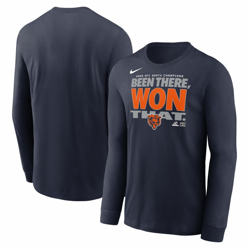 2025 NFC North Division Champions Locker Room Trophy Collection Long Sleeve T-Shirt - Chicago Bears