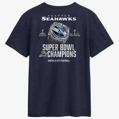 Two-Time Super Bowl Champions Downtown Ring Club T-Shirt - Seattle Seahawks