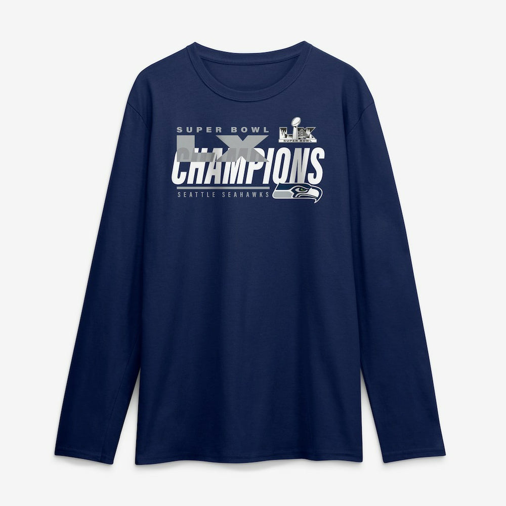 Super Bowl LX Champions Iconic Victory Long Sleeve T-Shirt - Seattle Seahawks