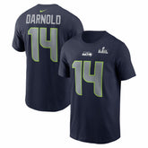 Sam Darnold Super Bowl LX Patch Name & Number T-Shirt - Seattle Seahawks