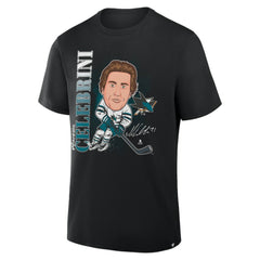 NHL Black Macklin Celebrini San Jose Sharks Fanatics Caricature Player T-Shirt