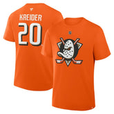 NHL Orange Chris Kreider Anaheim Ducks Fanatics Authentic Stack Name & Number T-Shirt