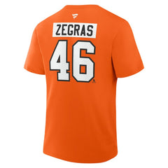 NHL Orange Trevor Zegras Philadelphia Flyers Fanatics Authentic Stack Name & Number T-Shirt