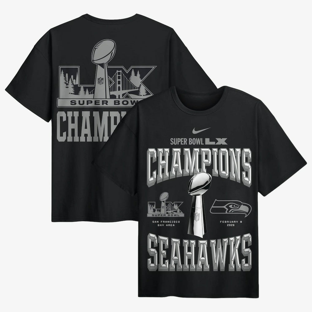 Super Bowl LX Champions Locker Room Trophy Collection Authentic T-Shirt - Seattle Seahawks