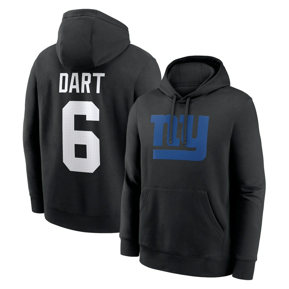 Jaxson Dart Player Name & Number Fleece Hoodie - New York Giants