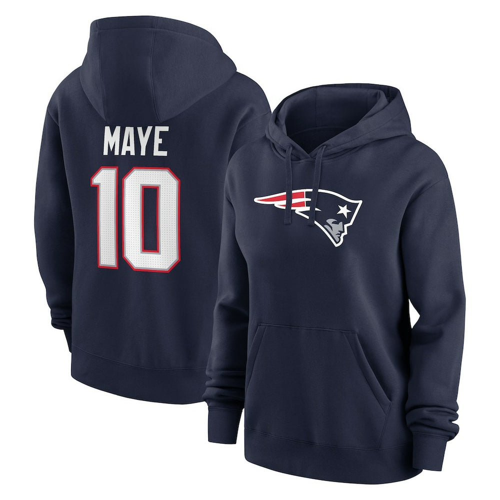 Drake Maye Women's Player Name & Number Fleece Hoodie - New England Patriots