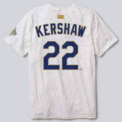 MLB Clayton Kershaw Los Angeles Dodgers Nike 2026 Gold Collection Player Name & Number T-Shirt
