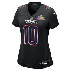 Drake Maye Women's Super Bowl LX Patch Carbon Fashion Game Jersey - New England Patriots