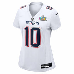 Drake Maye Women's Super Bowl LX Patch Tundra Fashion Game Jersey - New England Patriots