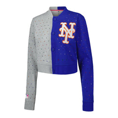 MLB New York Mets Terez Women's Cropped Button-Up Cardigan