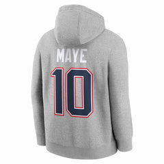 Drake Maye Super Bowl LX Patch Name & Number Hoodie - New England Patriots
