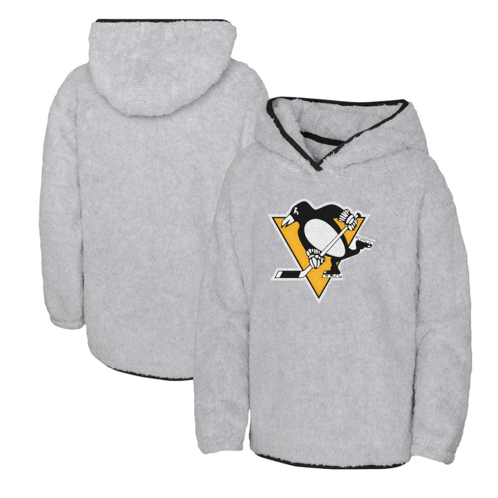 NHL Heather Gray Pittsburgh Penguins Girls Youth Ultimate Teddy Fleece Pullover Hoodie