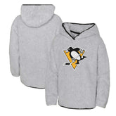 NHL Heather Gray Pittsburgh Penguins Girls Youth Ultimate Teddy Fleece Pullover Hoodie