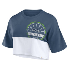 Women's Boxy Color Split Cropped T-Shirt - Seattle Seahawks