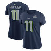 Jaxon Smith-Njigba Women's Super Bowl LX Patch Name & Number T-Shirt - Seattle Seahawks