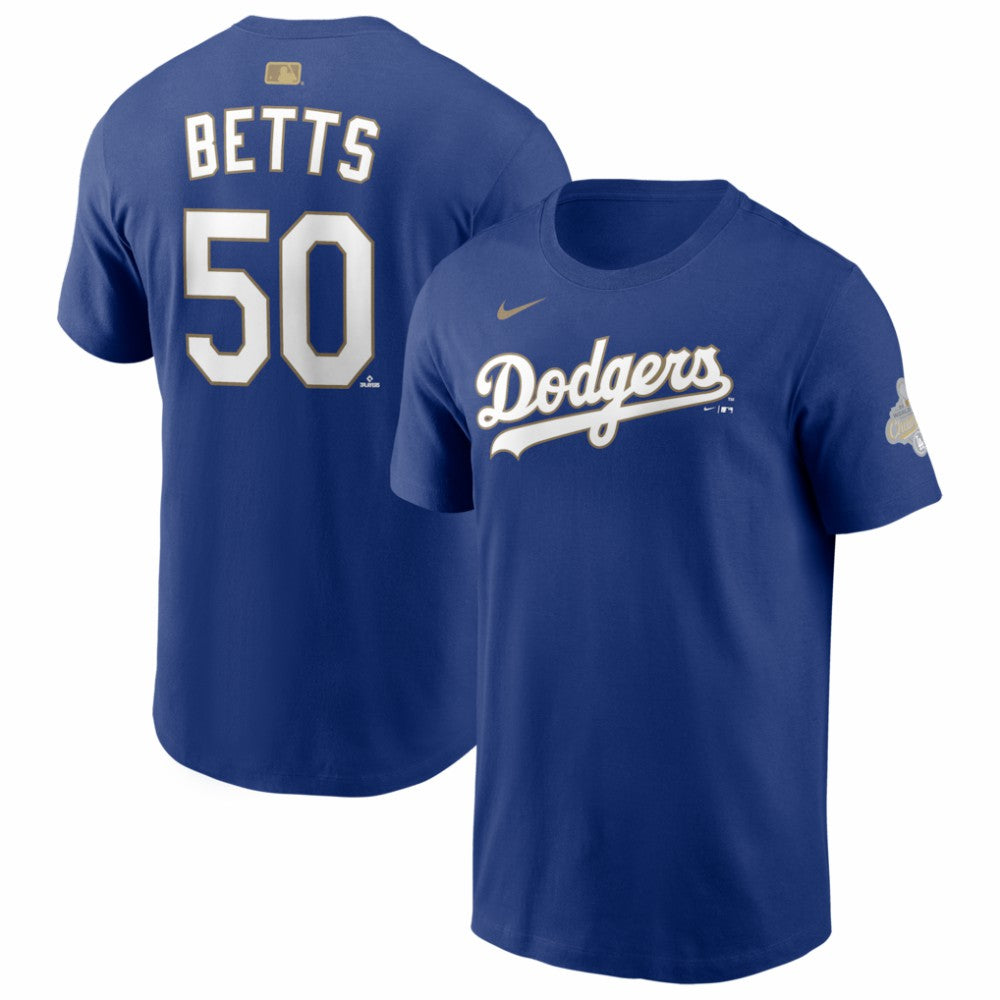 MLB Mookie Betts Los Angeles Dodgers Nike 2026 Gold Collection Name & Number T-Shirt