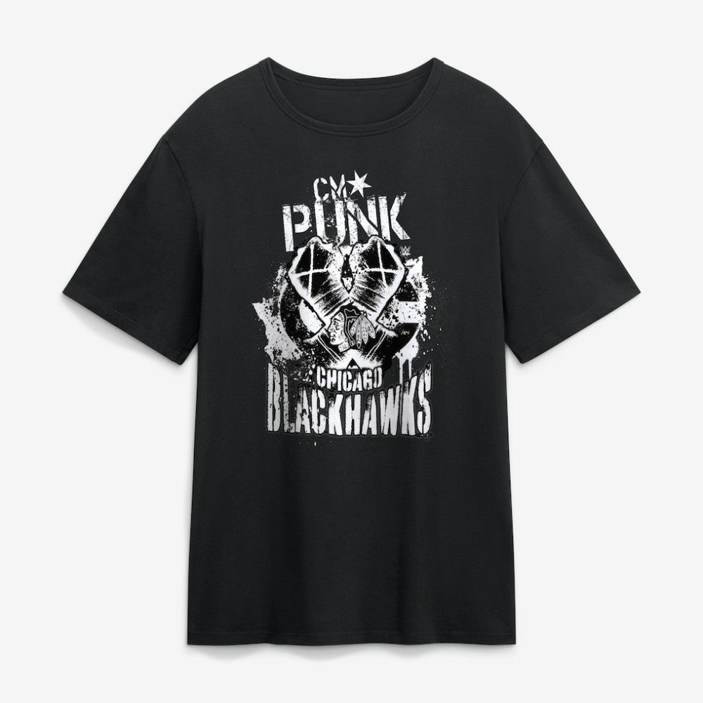 NHL Black CM Punk x Chicago Blackhawks Fanatics T-Shirt