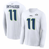 Jaxon Smith-Njigba Super Bowl LX Champions Patch Name & Number Long Sleeve T-Shirt - Seattle Seahawks