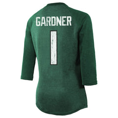 Ahmad Sauce Gardner Majestic Threads Women's Player Name & Number Tri-Blend 3/4-Sleeve Fitted T-Shirt - New York Jets