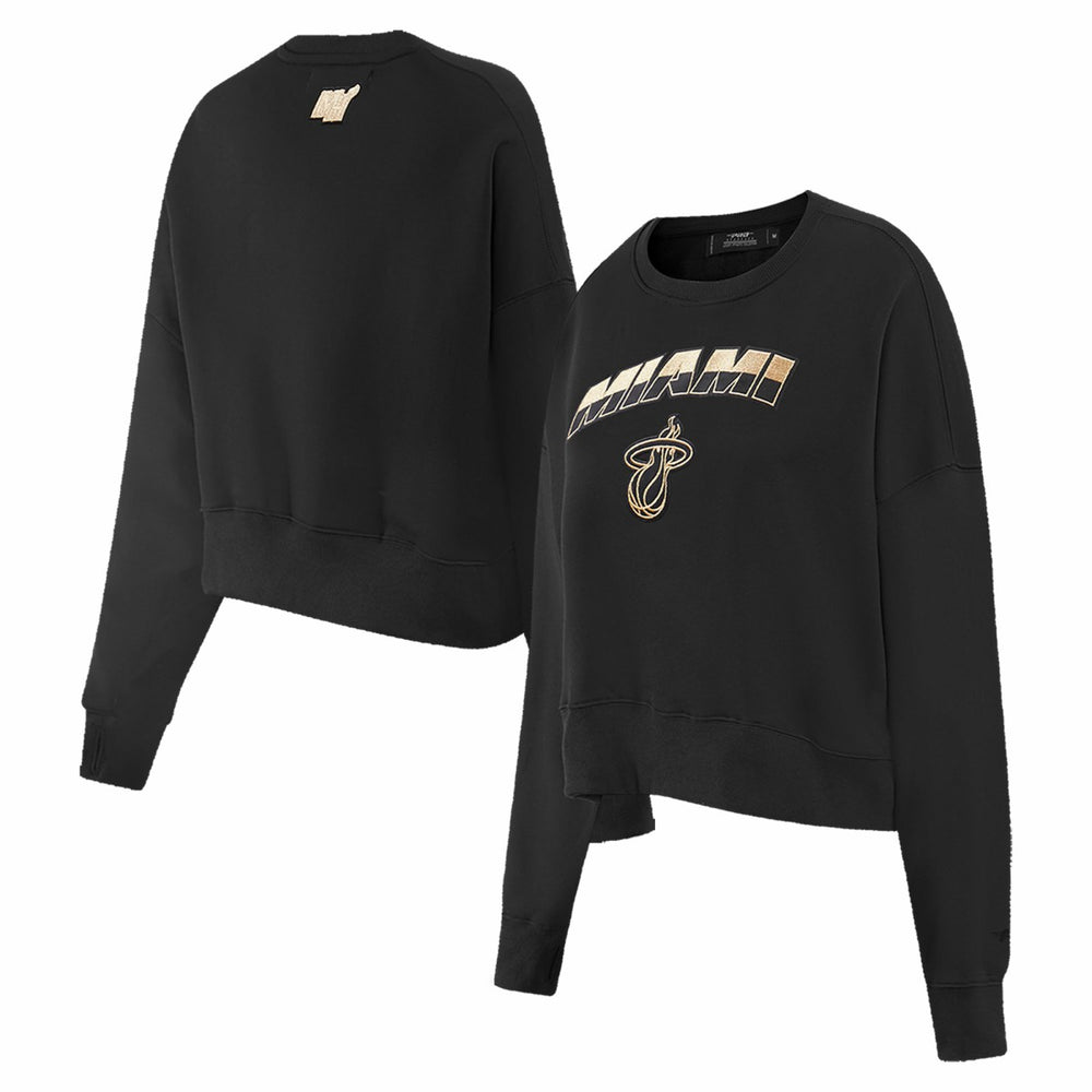 NBA Miami Heat Pro Standard Women's Glam Cropped Pullover Sweatshirt - Black sale