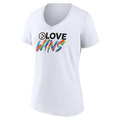 Women's Love Wins V-Neck T-Shirt - Pittsburgh Steelers