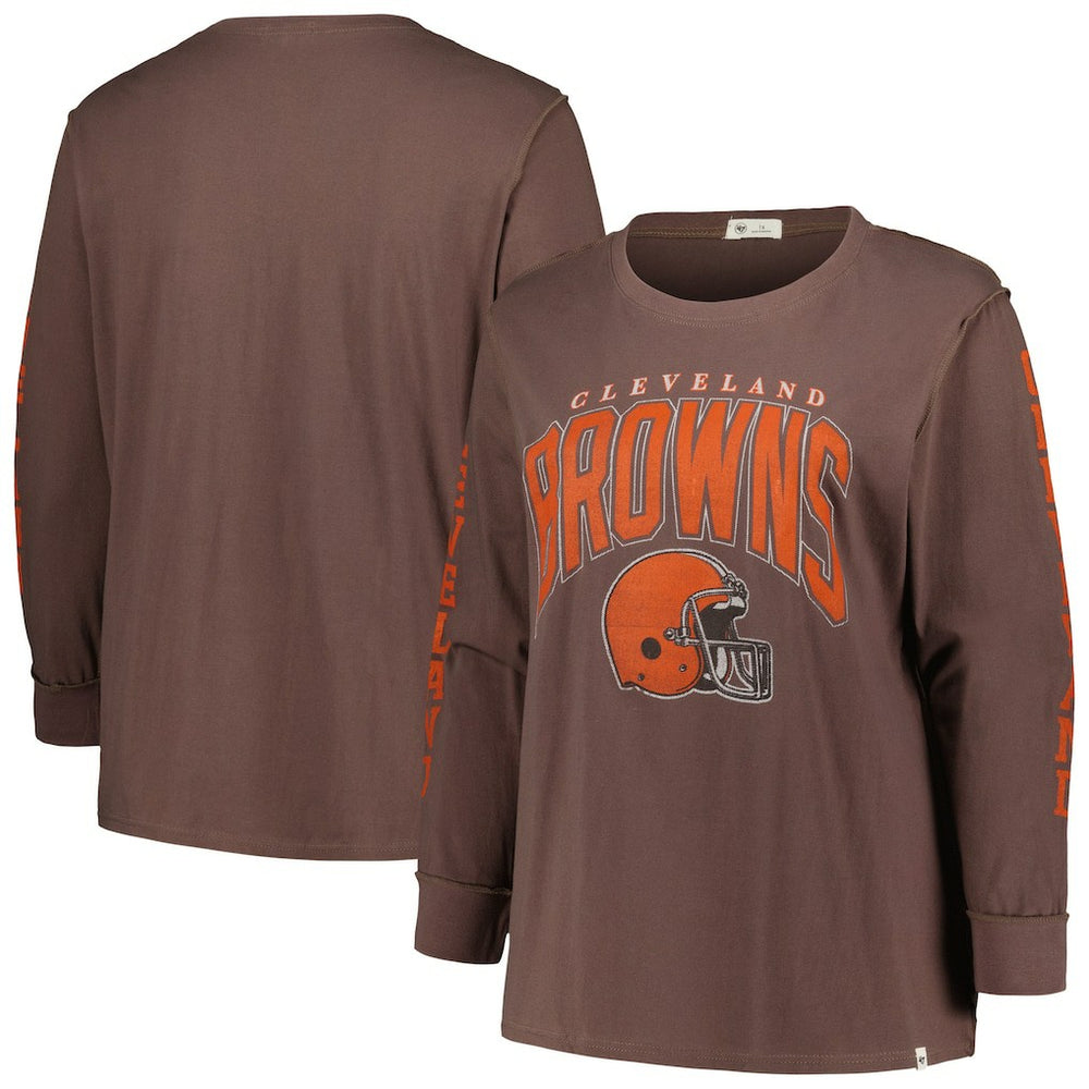 '47 Women's Plus Size Honey Cat SOA Long Sleeve T-Shirt - Cleveland Browns