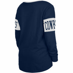 Women's Lace-Up Notch Neck Long Sleeve T-Shirt - Dallas Cowboys