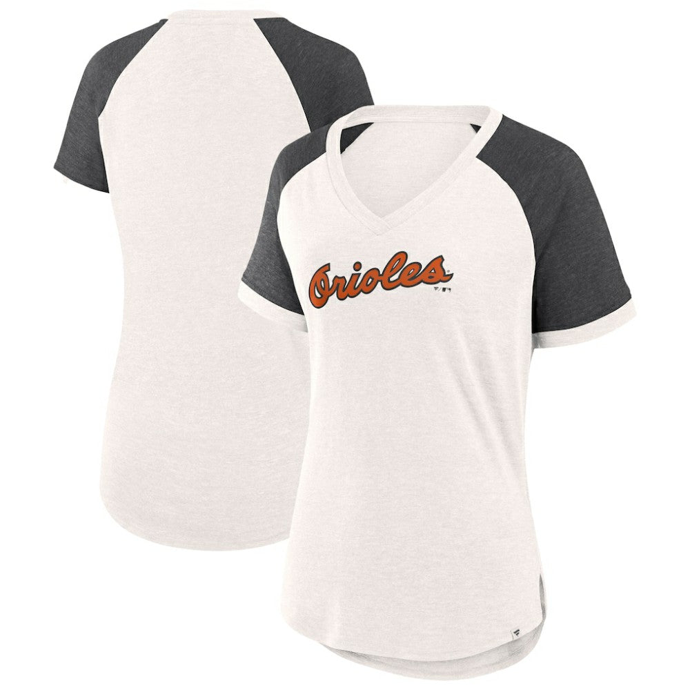 MLB Baltimore Orioles Fanatics Women's For the Team Slub Raglan V-Neck Jersey T-Shirt