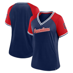 MLB Cleveland Guardians Fanatics Women's Glitz & Glam League Diva Raglan V-Neck T-Shirt