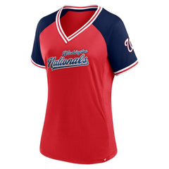 MLB Washington Nationals Fanatics Women's Glitz & Glam League Diva Raglan V-Neck T-Shirt
