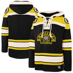 NHL Black Boston Bruins '47 100th Anniversary Superior Lacer Pullover Hoodie