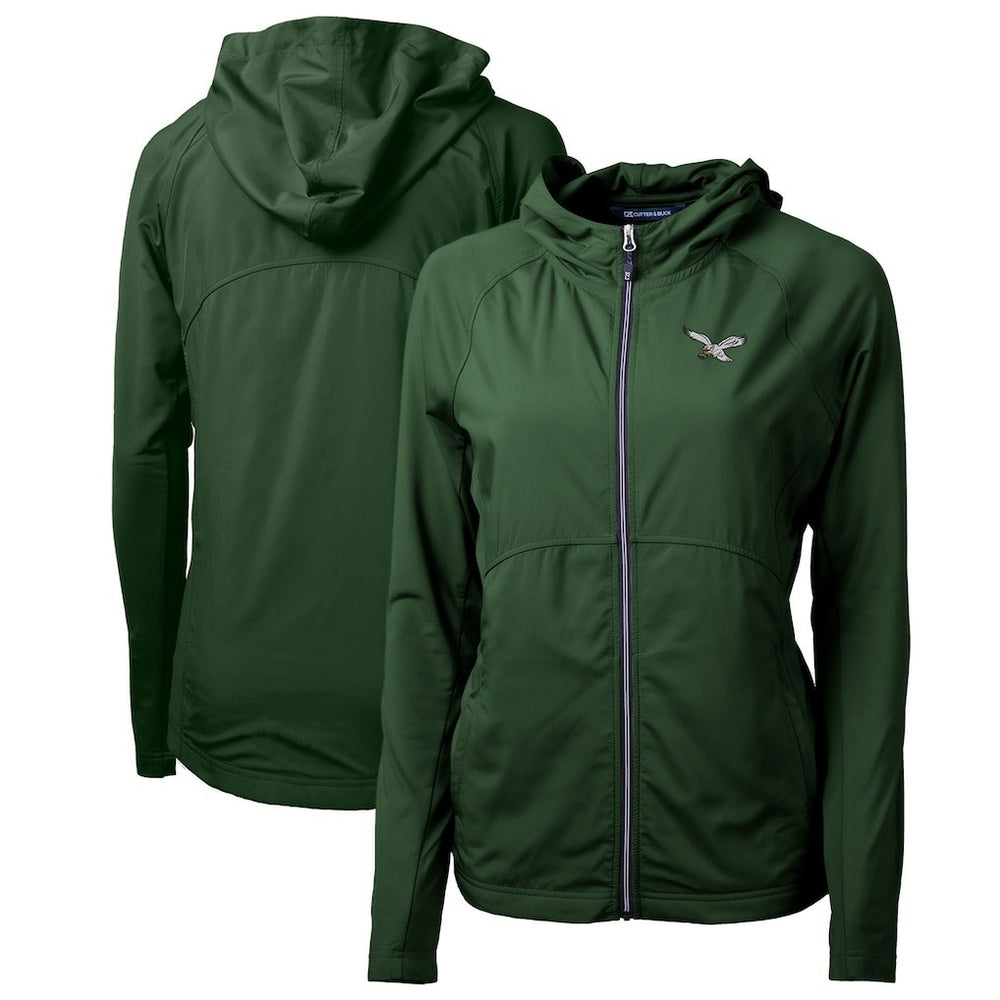 Cutter & Buck Women's Gridiron Classics Logo Adapt Eco Knit Hybrid Recycled Full-Zip Hoodie - Philadelphia Eagles