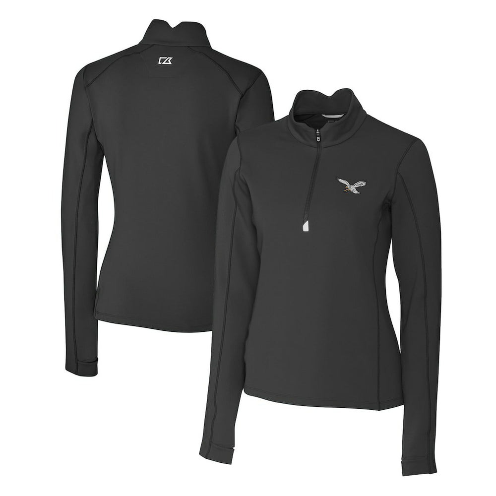 Cutter & Buck Women's Gridiron Classics Logo DryTec Traverse Stretch Quarter-Zip Pullover Top - Philadelphia Eagles