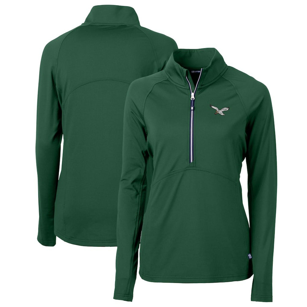 Cutter & Buck Women's Gridiron Classics Logo Adapt Eco Knit Stretch Recycled Half-Zip Pullover Top - Philadelphia Eagles