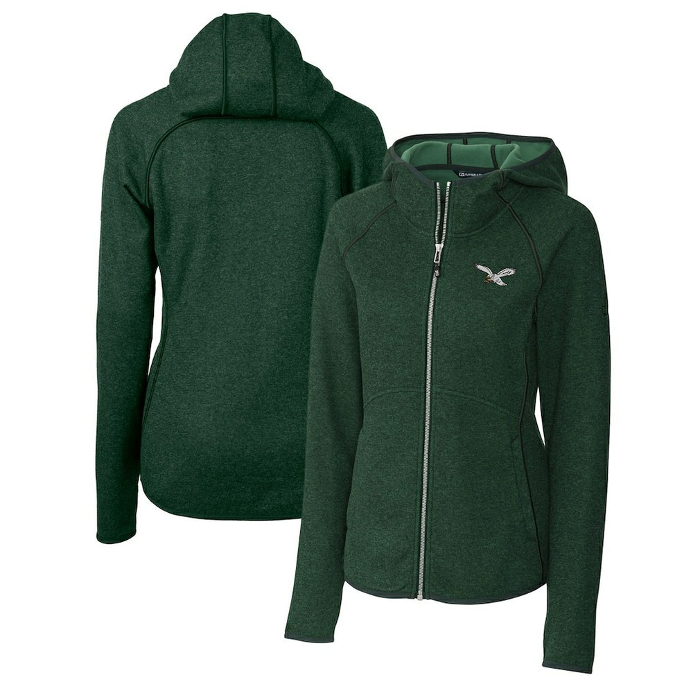 Cutter & Buck Women's Gridiron Classics Logo Mainsail Sweater-Knit Full-Zip Hoodie - Philadelphia Eagles