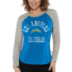 G-III 4Her by Carl Banks Women's Waffle Knit Raglan Long Sleeve T-Shirt - Los Angeles Chargers