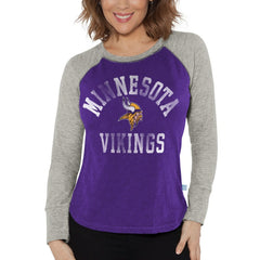 G-III 4Her by Carl Banks Women's Waffle Knit Raglan Long Sleeve T-Shirt - Minnesota Vikings