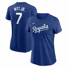 MLB Bobby Witt Jr. Kansas City Royals Nike Women's Cooperstown Collection Fuse Name & Number T-Shirt