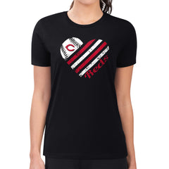 MLB Cincinnati Reds G-III 4Her by Carl Banks Women's Super-Slim Fit Lightweight Heart Graphic T-Shirt