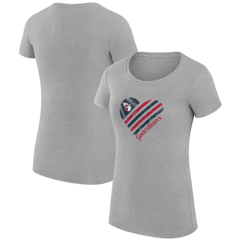 MLB Cleveland Guardians G-III 4Her by Carl Banks Women's Super-Slim Fit Lightweight Heart Graphic T-Shirt