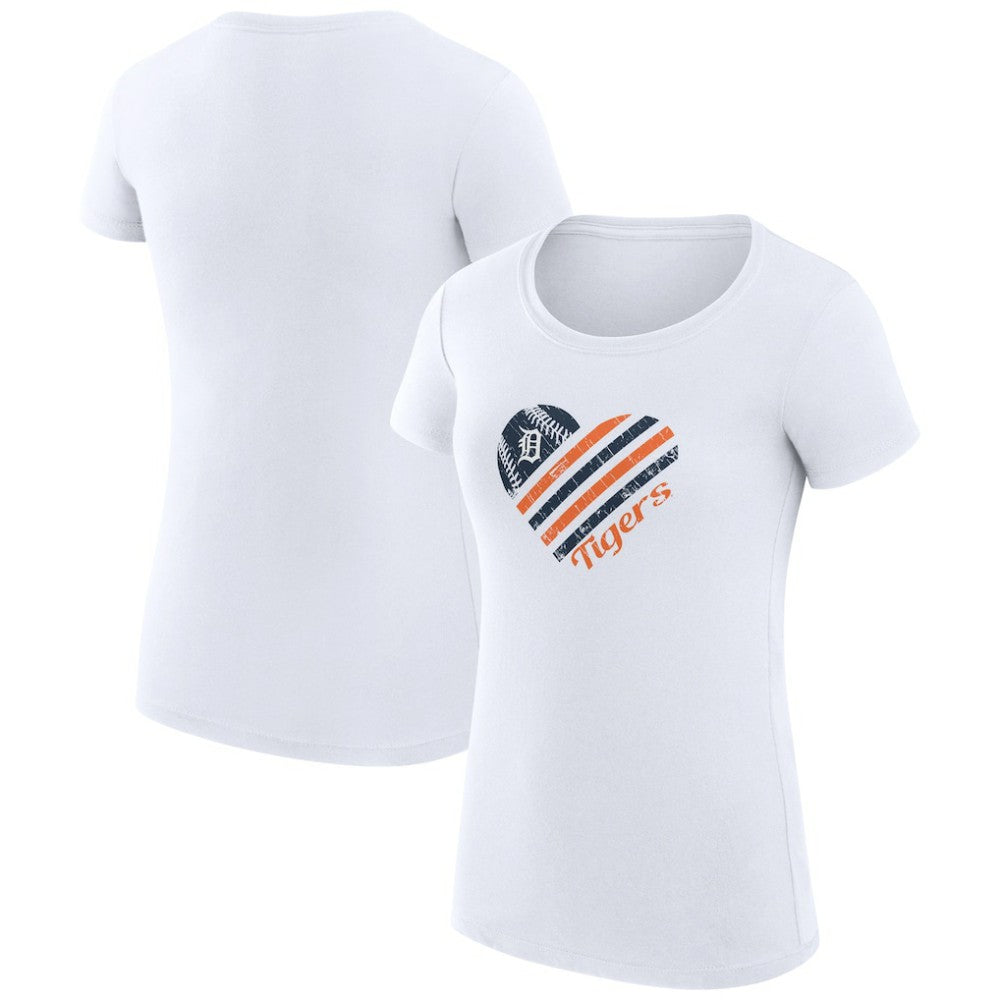 MLB Detroit Tigers G-III 4Her by Carl Banks Women's Super-Slim Fit Lightweight Heart Graphic T-Shirt